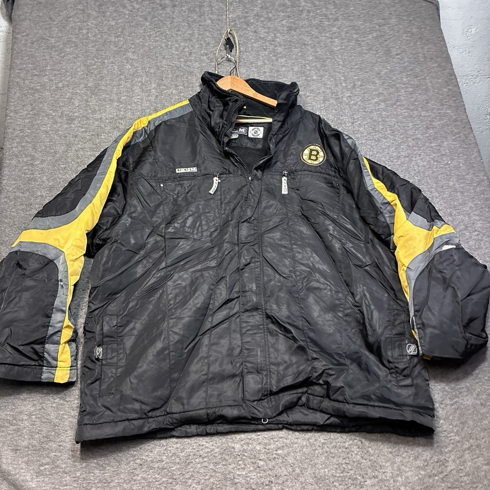 Vintage CCM Boston Bruins Black Yellow NHL Jacket Men 2XL‎ XXL READ! Flaws 80s